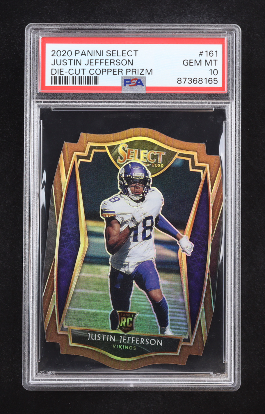 Justin Jefferson 2020 Select Prizm Copper Die Cut #161 RC #100/355 (PSA 10) at PristineAuction.com Justin Jefferson 2020 Select Prizm Copper Die Cut #161 RC #100/355 (PSA 10) at PristineAuction.com