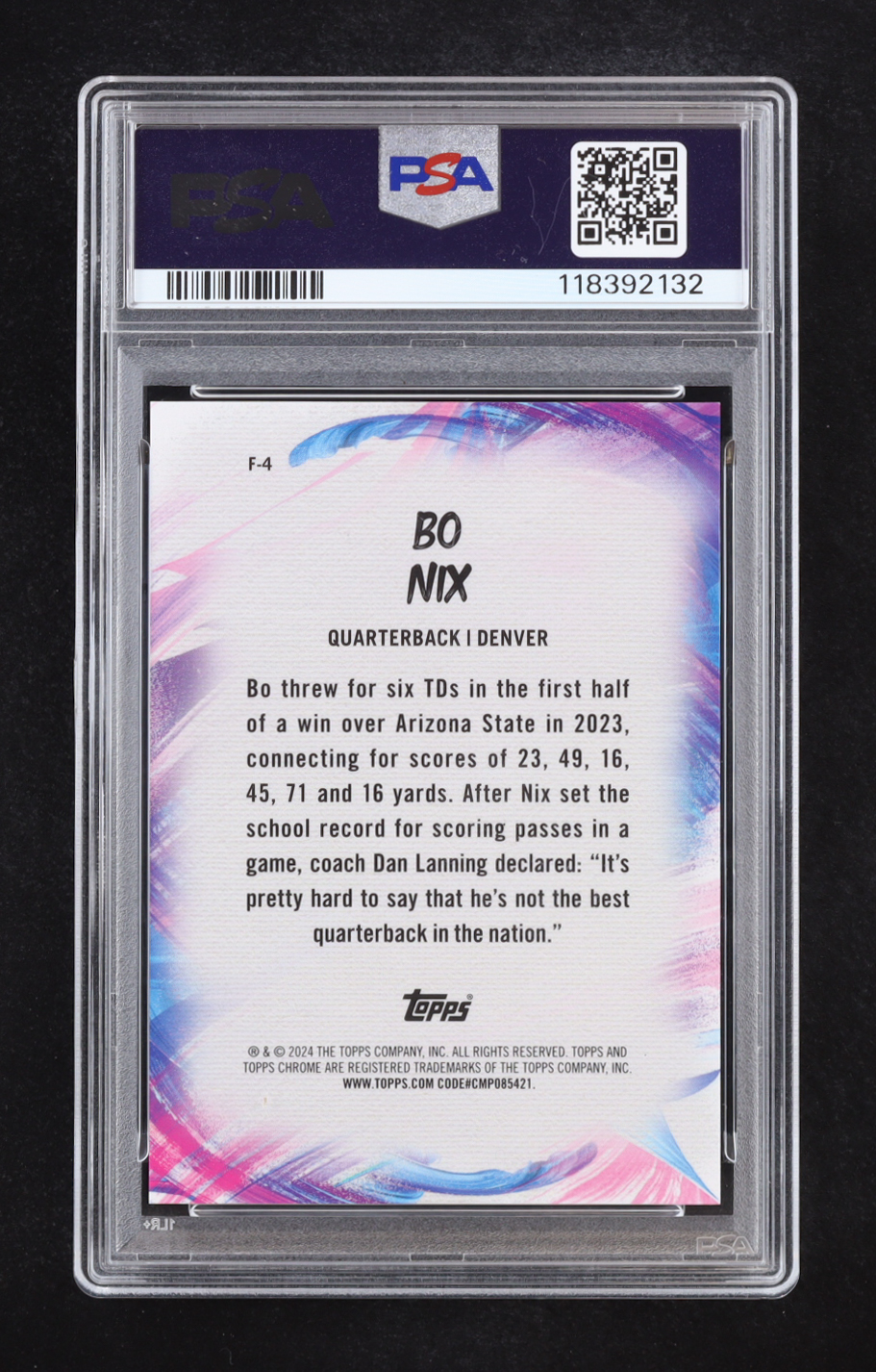 Bo Nix 2024 Topps Chrome Finesse Gold Refractors #F4 RC #32/50 (PSA 10) at PristineAuction.com Bo Nix 2024 Topps Chrome Finesse Gold Refractors #F4 RC #32/50 (PSA 10) at PristineAuction.com