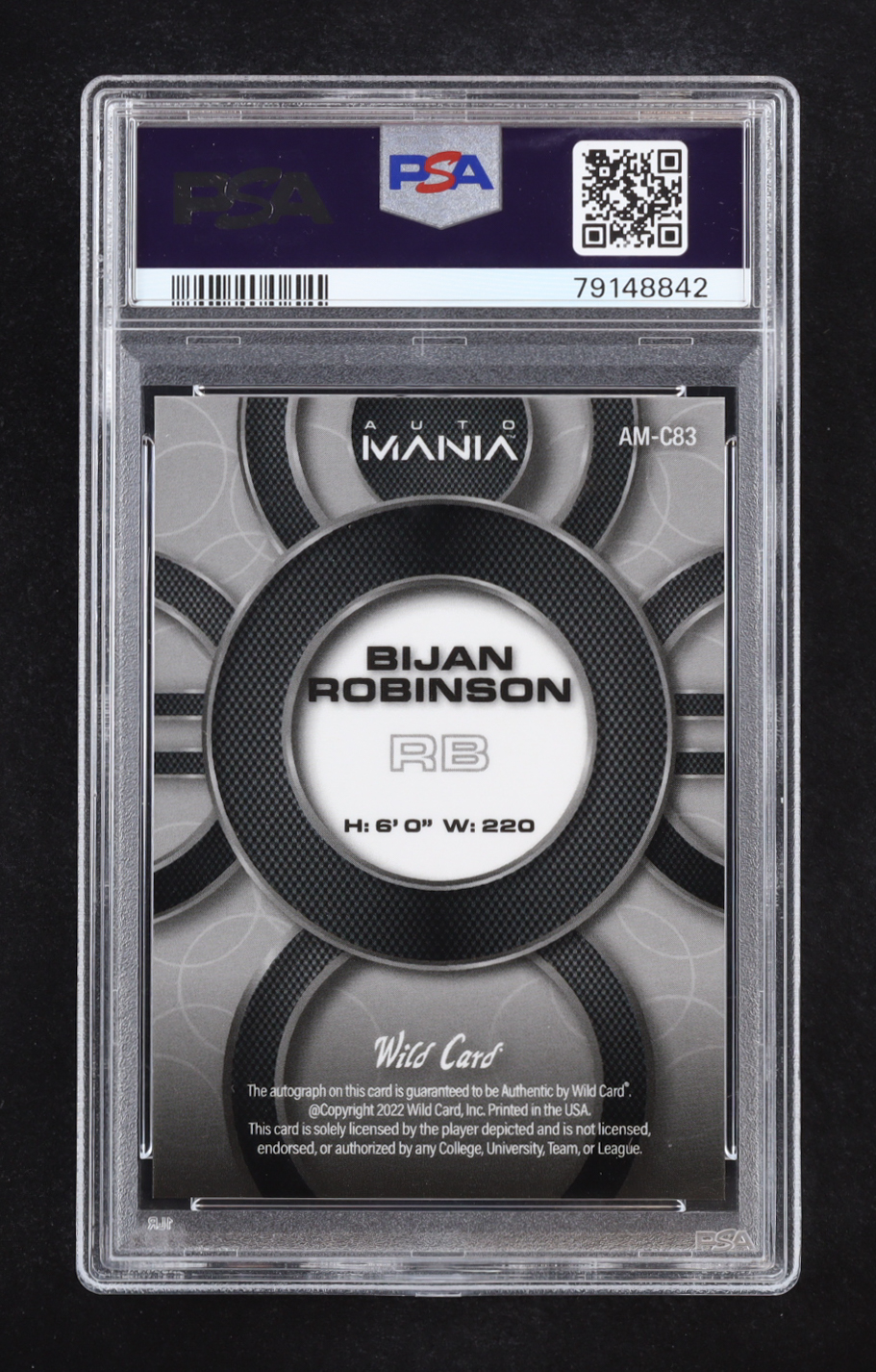 Bijan Robinson 2022 Wild Card Auto Mania Autographs Circle Sparkles Orange #AMC83 RC #29/100 (PSA 10) at PristineAuction.com Bijan Robinson 2022 Wild Card Auto Mania Autographs Circle Sparkles Orange #AMC83 RC #29/100 (PSA 10) at PristineAuction.com