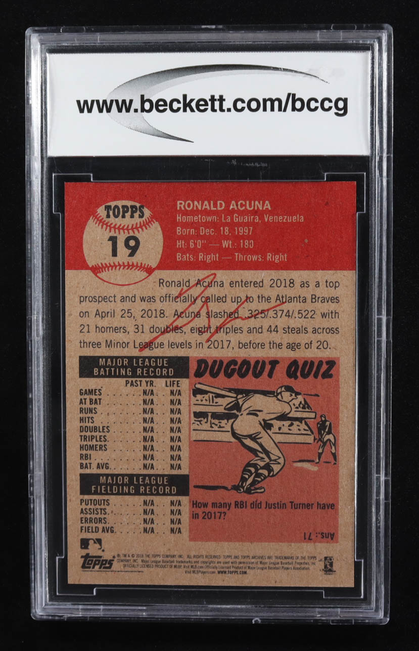 Ronald Acuna 2018 Topps Living Legend #19 RC (BCCG 10) at PristineAuction.com Ronald Acuna 2018 Topps Living Legend #19 RC (BCCG 10) at PristineAuction.com