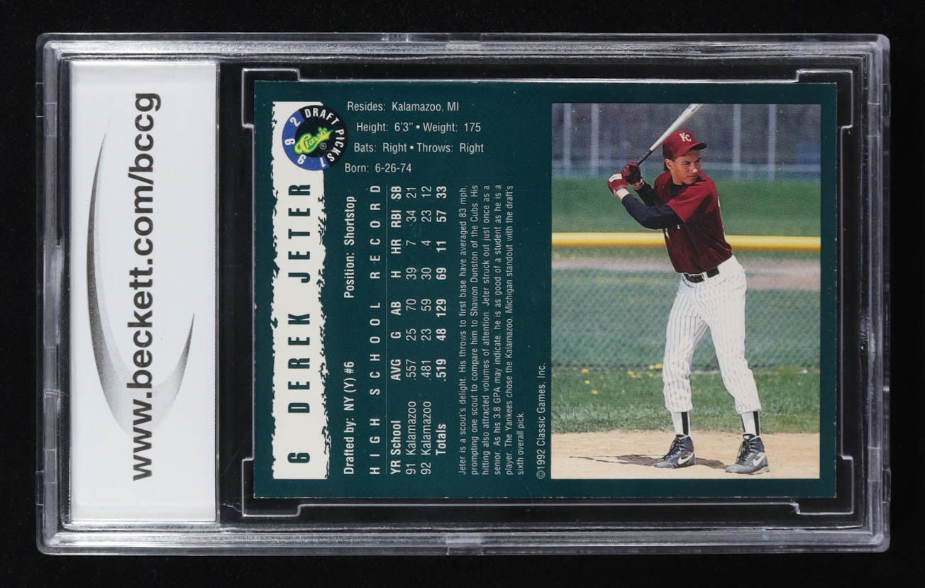 Derek Jeter 1992 Classic Draft Picks #6 RC (BCCG 10) at PristineAuction.com Derek Jeter 1992 Classic Draft Picks #6 RC (BCCG 10) at PristineAuction.com