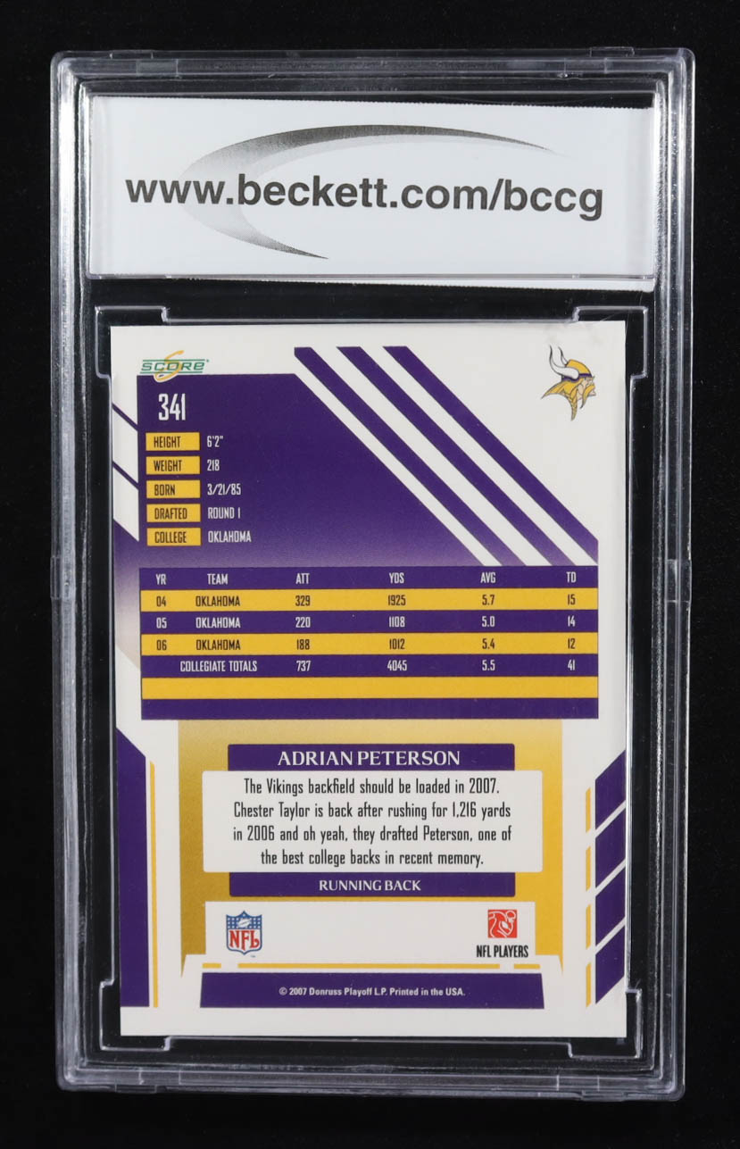 Adrian Peterson 2007 Score #341 RC (BCCG 10) at PristineAuction.com Adrian Peterson 2007 Score #341 RC (BCCG 10) at PristineAuction.com