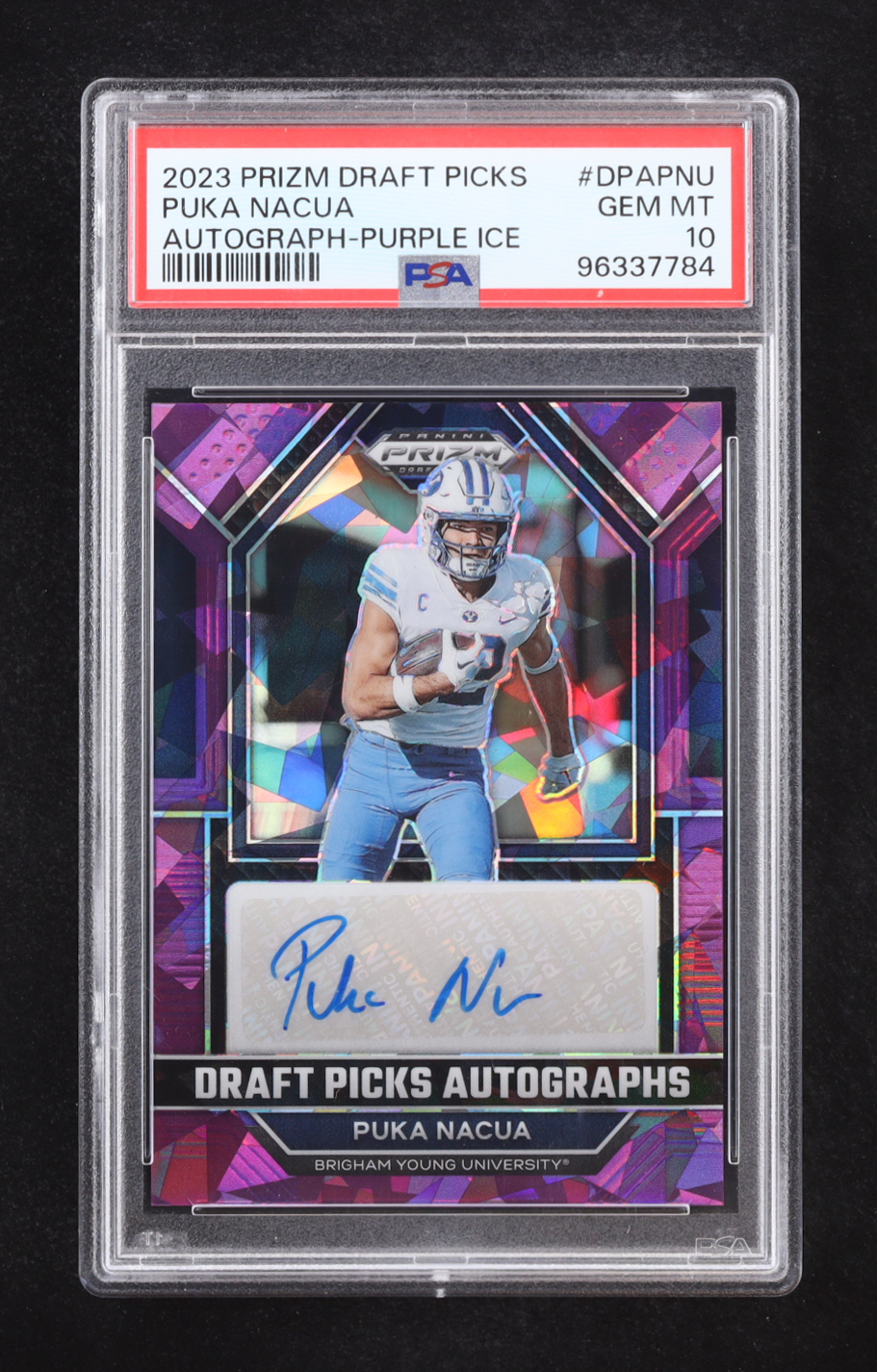 Puka Nacua 2023 Panini Prizm Draft Picks Draft Picks Autographs Purple Ice #11 RC #12/99 (PSA 10) at PristineAuction.com Puka Nacua 2023 Panini Prizm Draft Picks Draft Picks Autographs Purple Ice #11 RC #12/99 (PSA 10) at PristineAuction.com