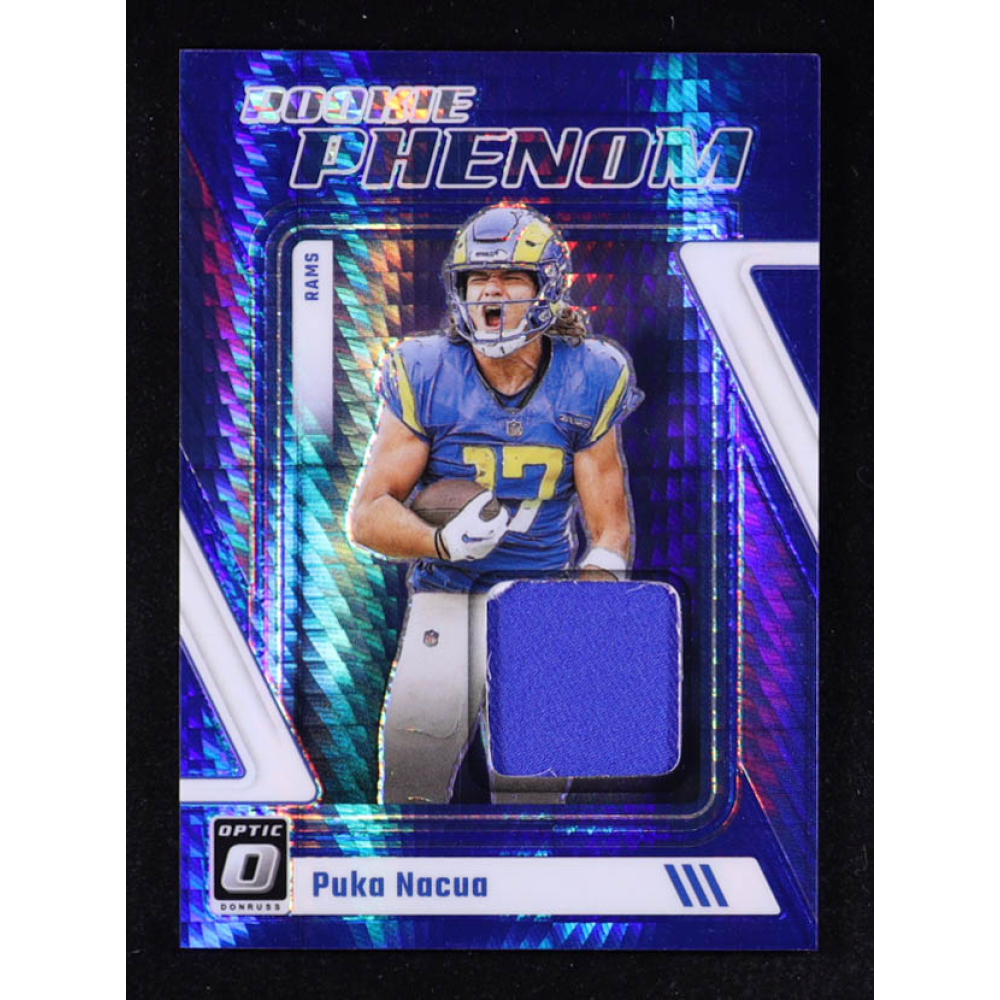Puka Nacua 2023 Donruss Optic Rookie Phenoms Jerseys Blue Hyper #10 RC at PristineAuction.com