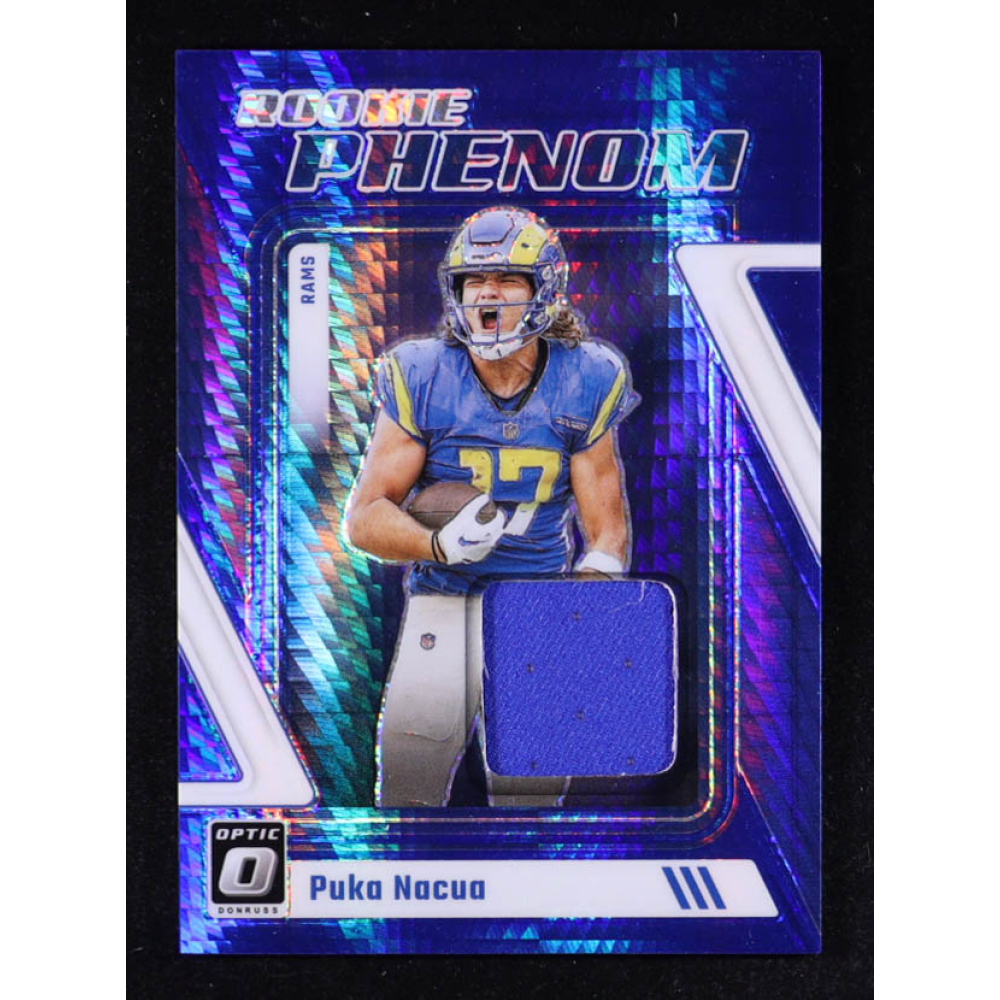 Puka Nacua 2023 Donruss Optic Rookie Phenoms Jerseys Blue Hyper #10 RC at PristineAuction.com