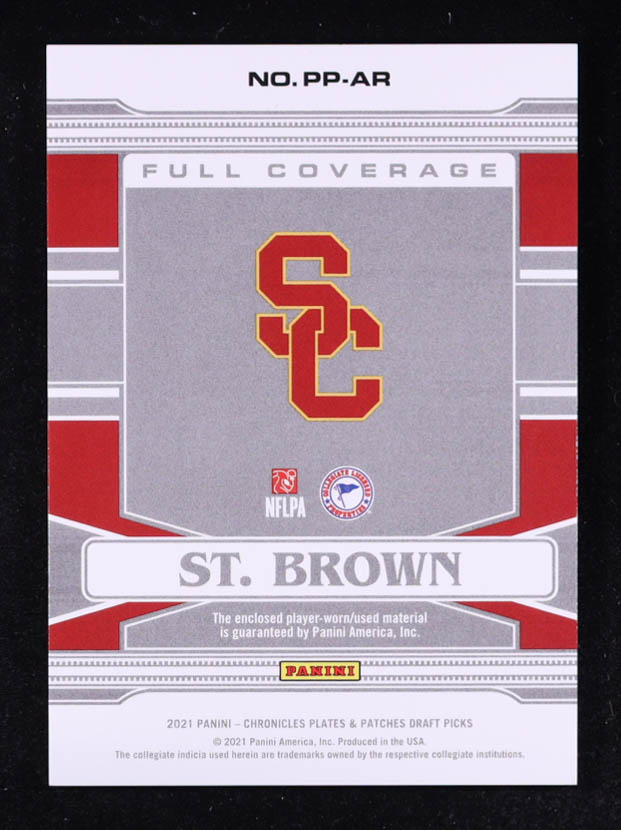 Amon-Ra St. Brown 2021 Panini Chronicles Draft Picks Plates and Patches Full Coverage #8 RC at PristineAuction.com Amon-Ra St. Brown 2021 Panini Chronicles Draft Picks Plates and Patches Full Coverage #8 RC at PristineAuction.com
