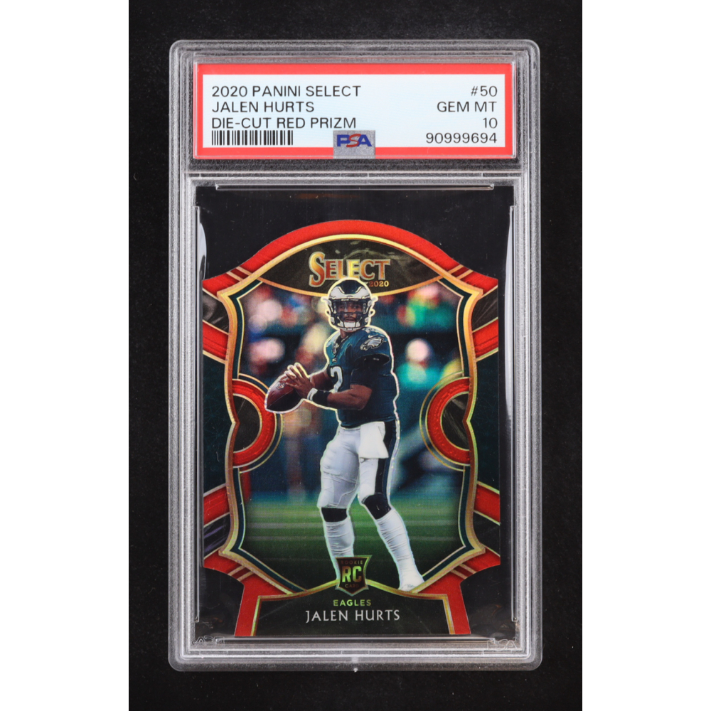 Jalen Hurts 2020 Select Prizm Red Die Cut #50 RC (PSA 10) at PristineAuction.com