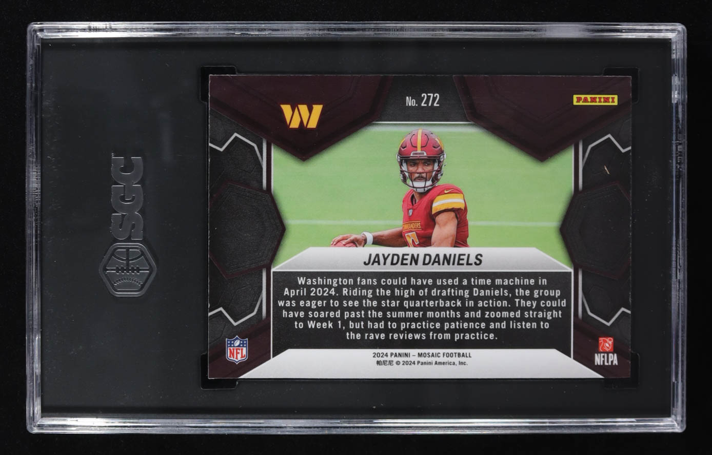 Jayden Daniels 2024 Panini Mosaic #272 RC (SGC 10) at PristineAuction.com Jayden Daniels 2024 Panini Mosaic #272 RC (SGC 10) at PristineAuction.com