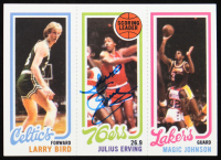 Julius "Dr. J" Erving Signed 1980-81 Topps #6 Larry Bird #34 RC / Julius Erving #174 TL / Magic Johnson #139 RC Reprint (Beckett) at PristineAuction.com