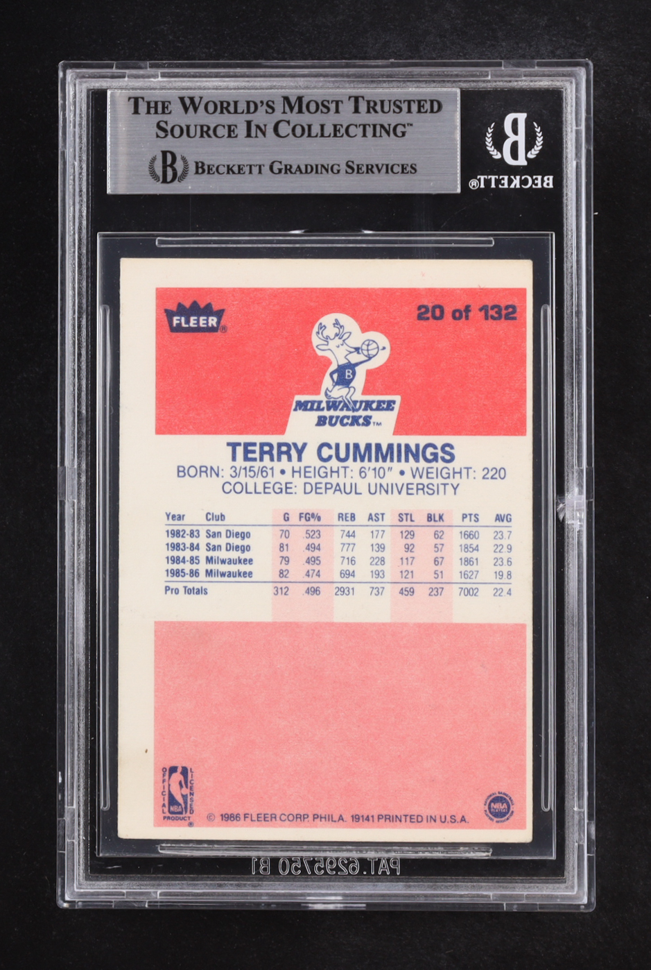Terry Cummings Signed 1986-87 Fleer #20 RC (BGS) at PristineAuction.com Terry Cummings Signed 1986-87 Fleer #20 RC (BGS) at PristineAuction.com