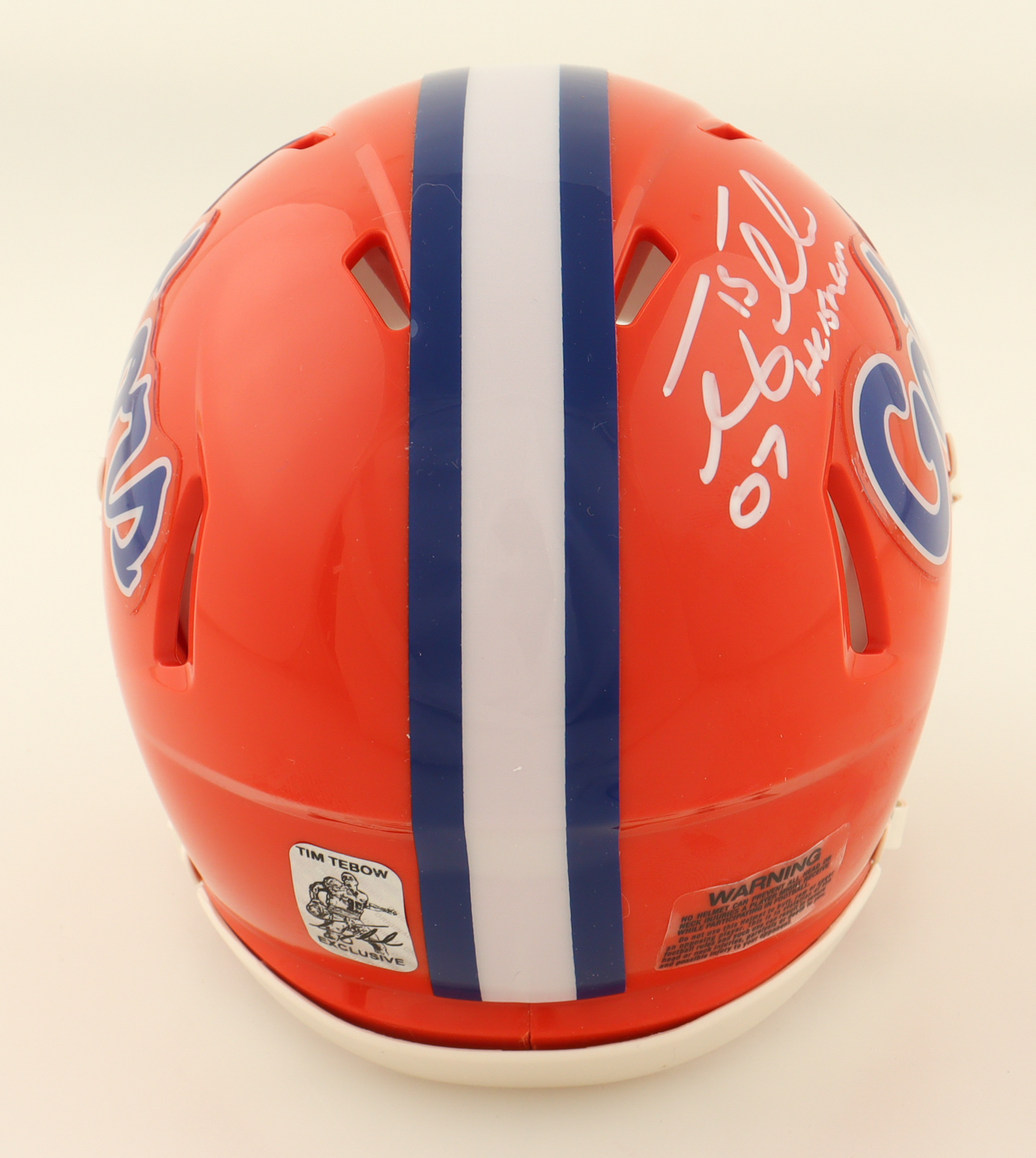 Tim Tebow Signed Florida Gators Speed Mini Helmet Inscribed "07 Heisman" (Tebow) at PristineAuction.com Tim Tebow Signed Florida Gators Speed Mini Helmet Inscribed "07 Heisman" (Tebow) at PristineAuction.com
