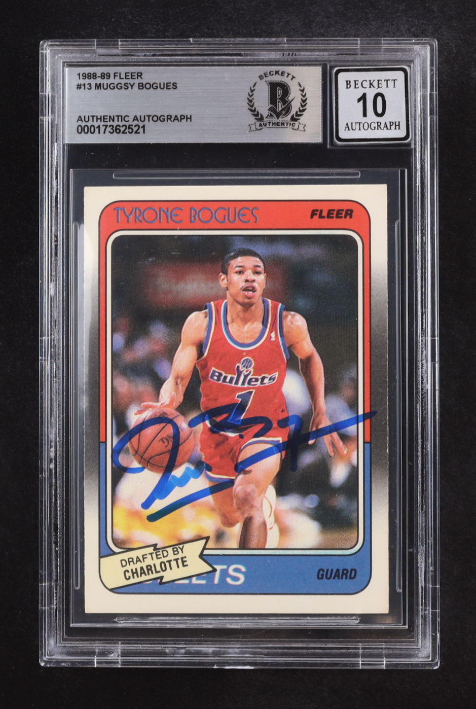 Muggsy Bogues Signed 1988-89 Fleer #13 RC (BGS | Auto 10) at PristineAuction.com Muggsy Bogues Signed 1988-89 Fleer #13 RC (BGS | Auto 10) at PristineAuction.com