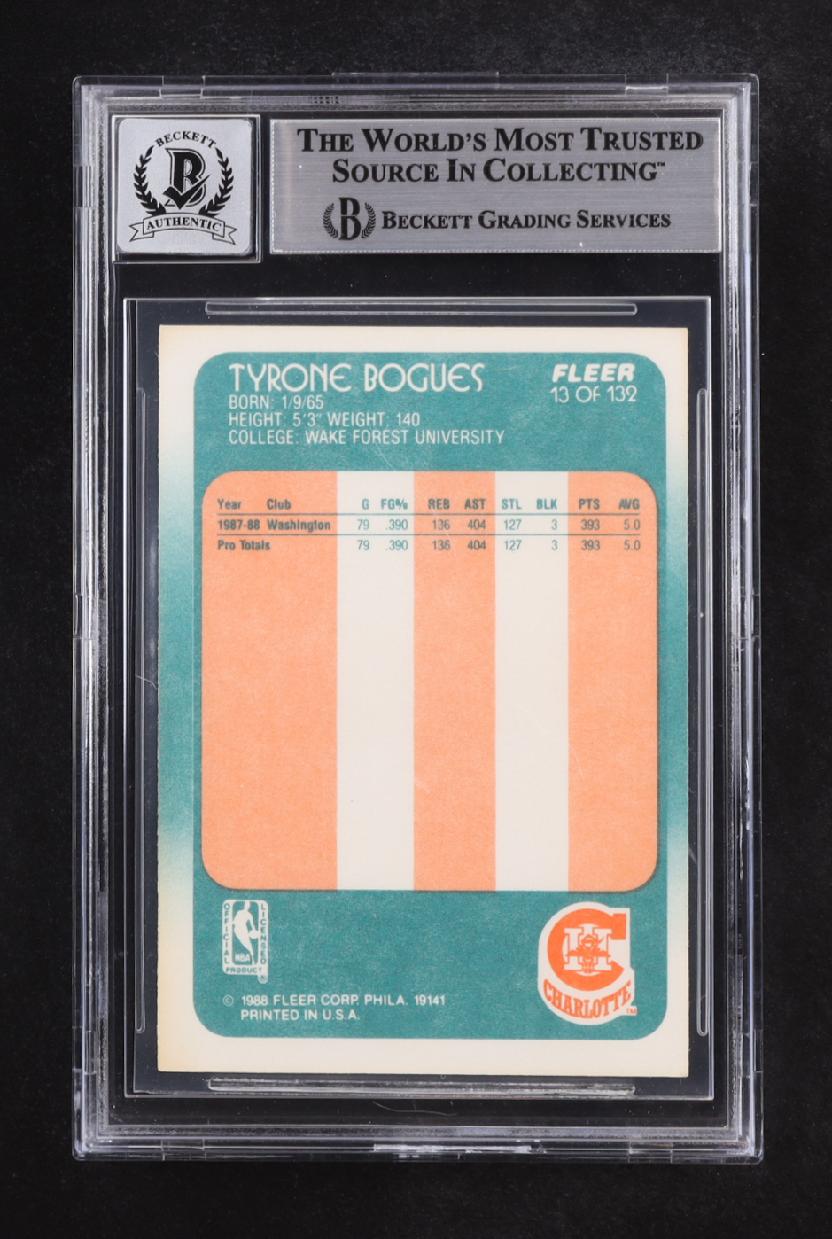 Muggsy Bogues Signed 1988-89 Fleer #13 RC (BGS | Auto 10) at PristineAuction.com Muggsy Bogues Signed 1988-89 Fleer #13 RC (BGS | Auto 10) at PristineAuction.com
