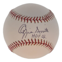 Ozzie Smith Signed OML Baseball Inscribed "HOF 02" (Beckett) at PristineAuction.com