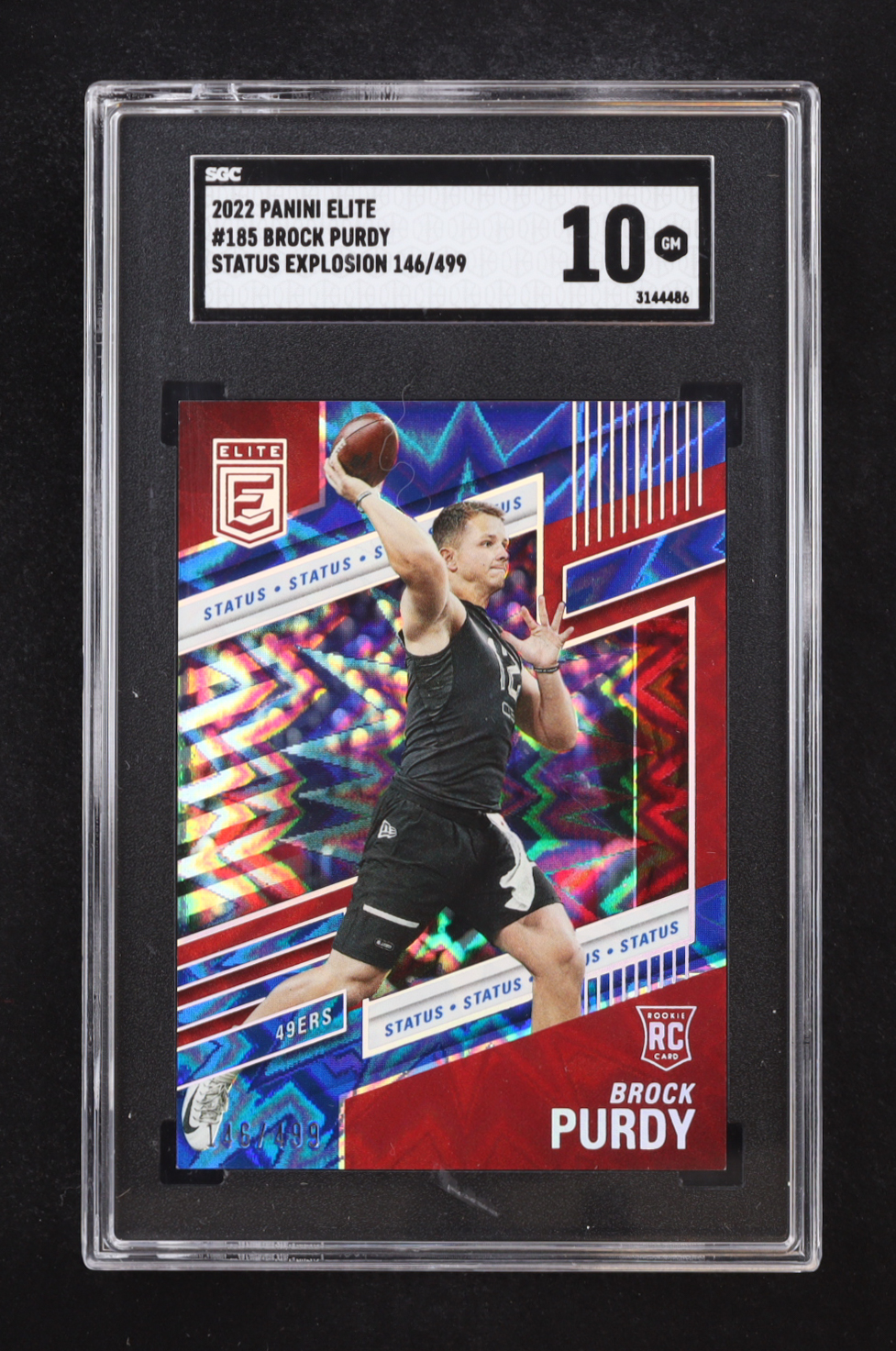 Brock Purdy 2022 Elite Status Explosion #185 RC #146/499 (SGC 10) at PristineAuction.com Brock Purdy 2022 Elite Status Explosion #185 RC #146/499 (SGC 10) at PristineAuction.com