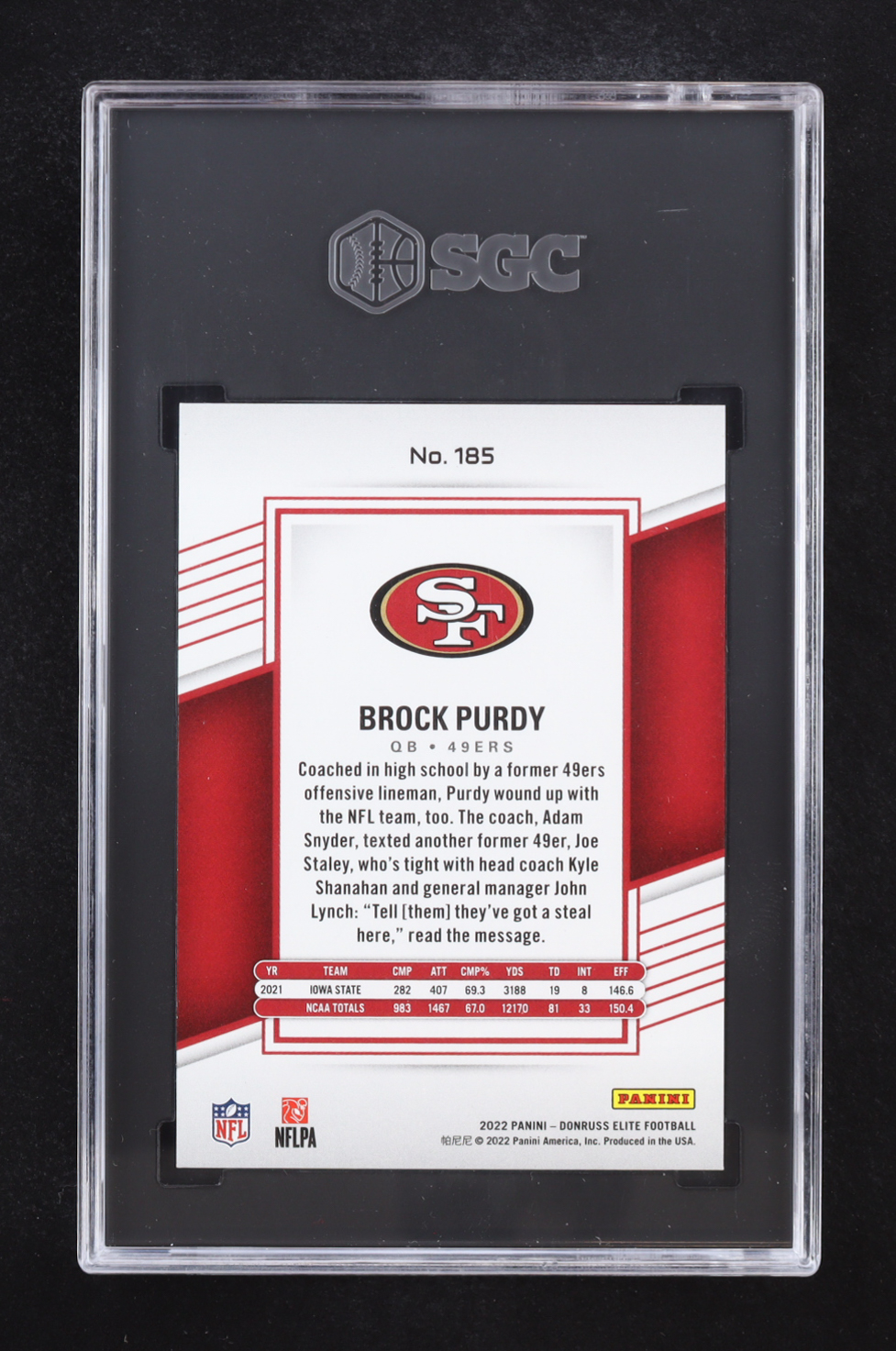 Brock Purdy 2022 Elite Status Explosion #185 RC #146/499 (SGC 10) at PristineAuction.com Brock Purdy 2022 Elite Status Explosion #185 RC #146/499 (SGC 10) at PristineAuction.com