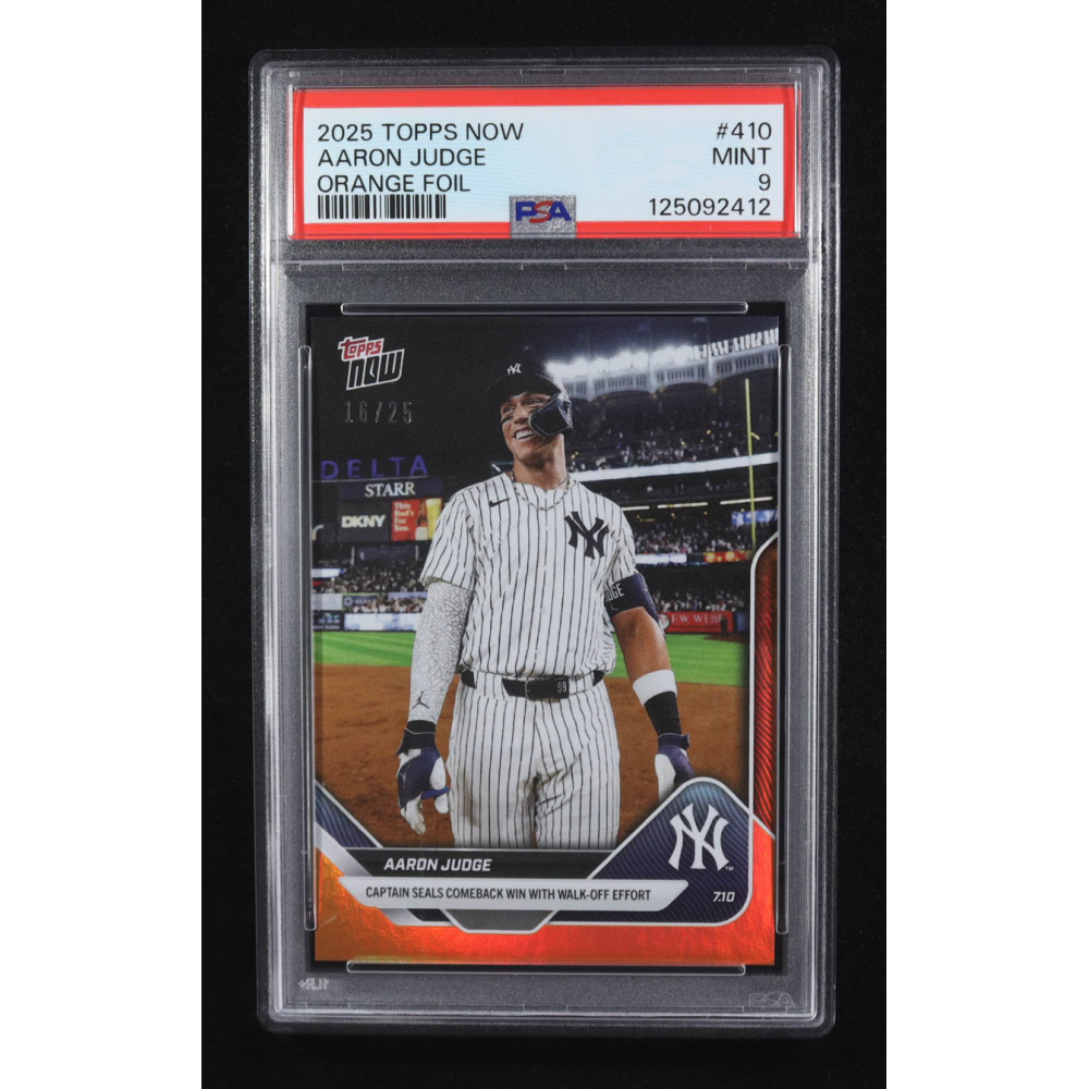 Aaron Judge 2025 Topps Now Orange #410 #16/25 (PSA 9) at PristineAuction.com