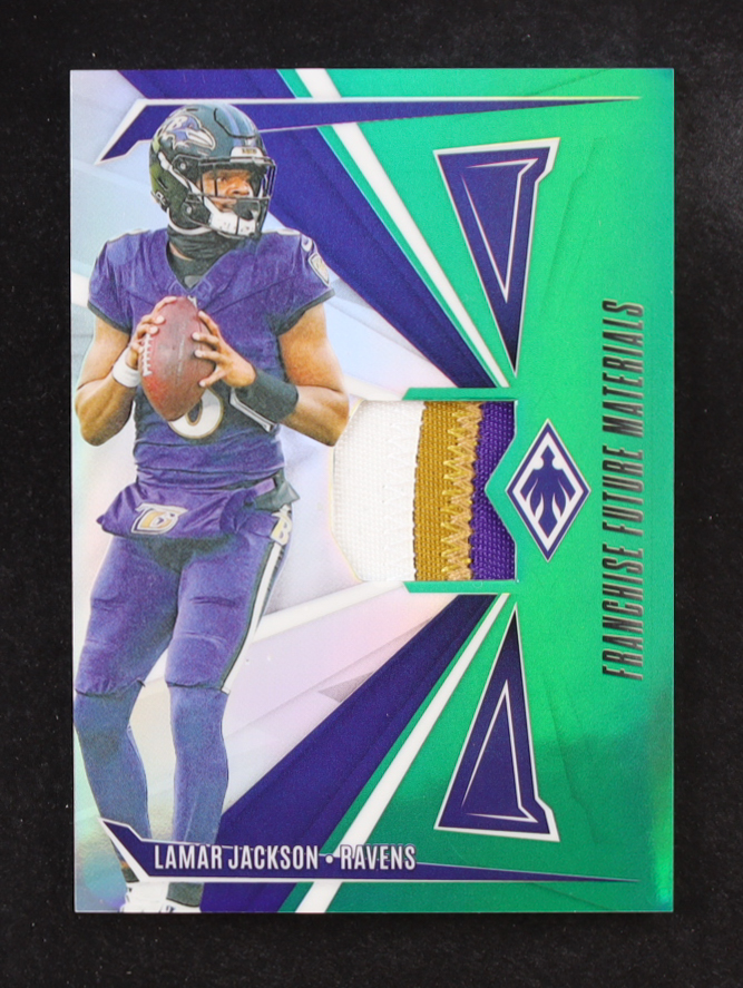 Lamar Jackson 2024 Panini Phoenix Franchise Future Materials Green #20 #06/25 at PristineAuction.com Lamar Jackson 2024 Panini Phoenix Franchise Future Materials Green #20 #06/25 at PristineAuction.com