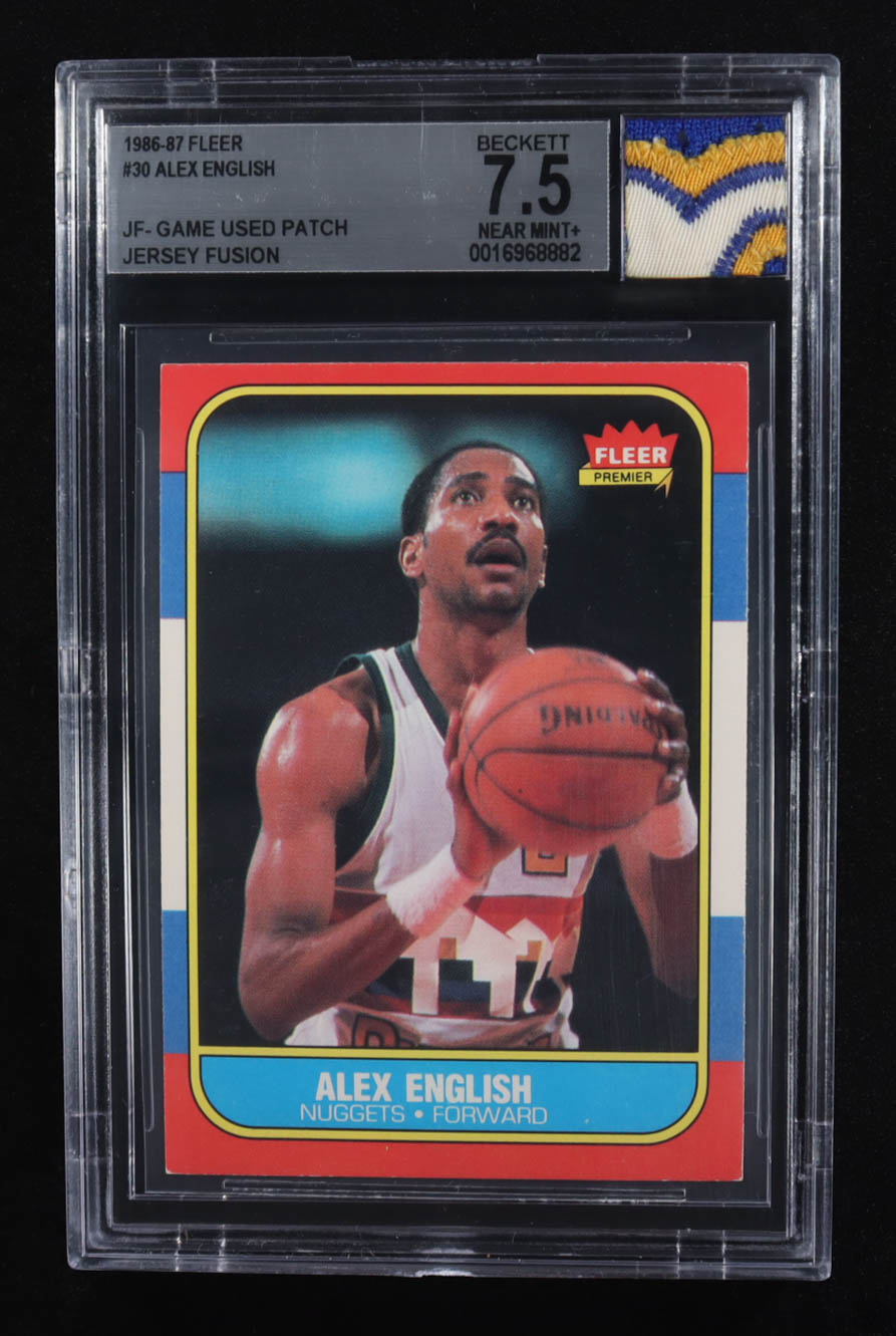 Alex English Signed 1986-87 Fleer Jersey Fusion Game Used Patch #30 ...