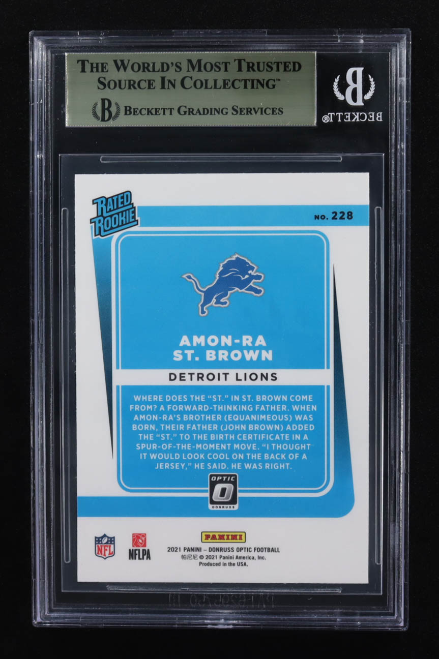 Amon-Ra St. Brown 2021 Donruss Optic #228 RR RC (BGS 9.5) at PristineAuction.com Amon-Ra St. Brown 2021 Donruss Optic #228 RR RC (BGS 9.5) at PristineAuction.com