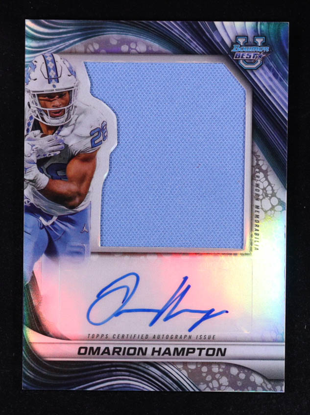 Omarion Hampton 2024 Bowman's Best University Prospect Jumbo Relic Autographs #PJAOH RC at PristineAuction.com Omarion Hampton 2024 Bowman's Best University Prospect Jumbo Relic Autographs #PJAOH RC at PristineAuction.com