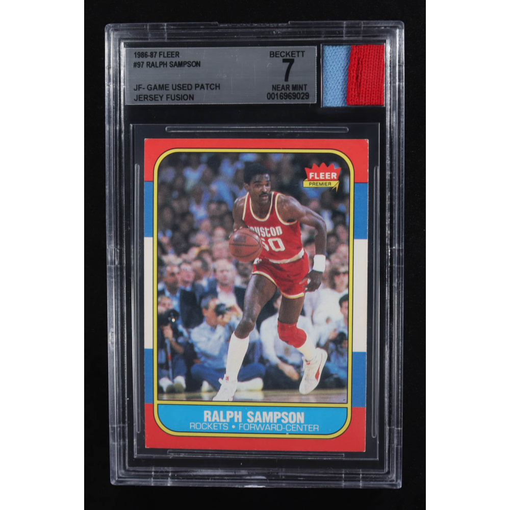 Ralph Sampson 1986-87 Fleer Game Used Patch Jersey Fusion #97 (BGS 7) at PristineAuction.com Ralph Sampson 1986-87 Fleer Game Used Patch Jersey Fusion #97 (BGS 7) at PristineAuction.com
