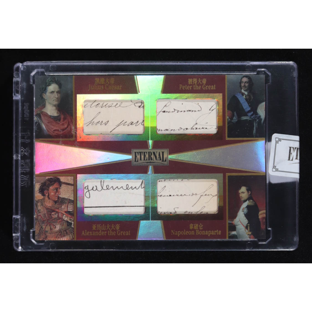 Julius Caesar/Peter The Great/Alexander The Great/Napoleon Bonaparte 2024 Eternal Cuts World Celebrities Edition #11/25 at PristineAuction.com Julius Caesar/Peter The Great/Alexander The Great/Napoleon Bonaparte 2024 Eternal Cuts World Celebrities Edition #11/25 at PristineAuction.com