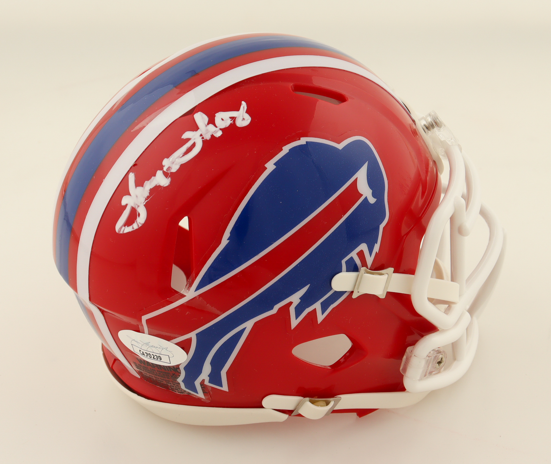 Thurman Thomas Signed Bills Speed Mini Helmet (JSA) at PristineAuction.com Thurman Thomas Signed Bills Speed Mini Helmet (JSA) at PristineAuction.com