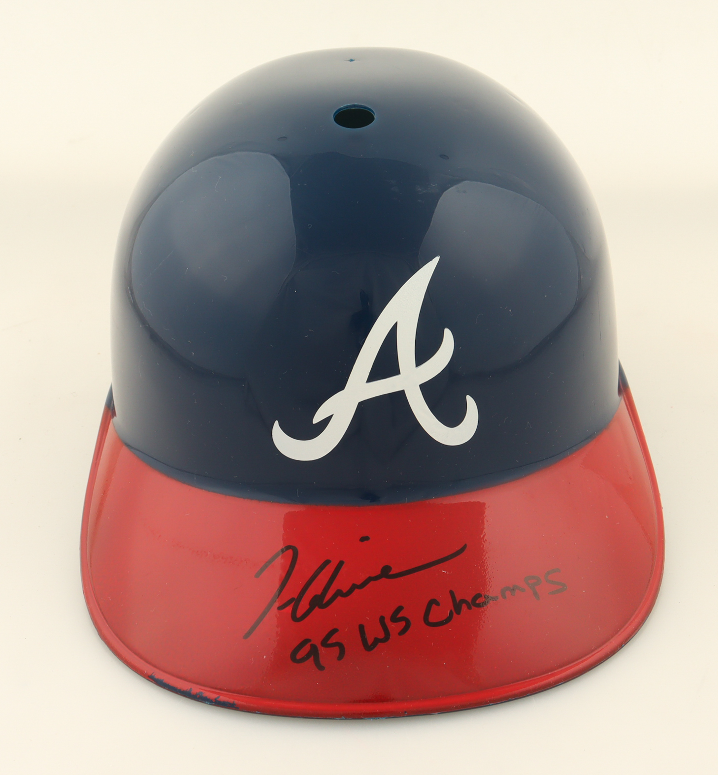 Tom Glavine Signed Braves Full-Size Batting Helmet Inscribed "95 WS Champs" (JSA) at PristineAuction.com Tom Glavine Signed Braves Full-Size Batting Helmet Inscribed "95 WS Champs" (JSA) at PristineAuction.com