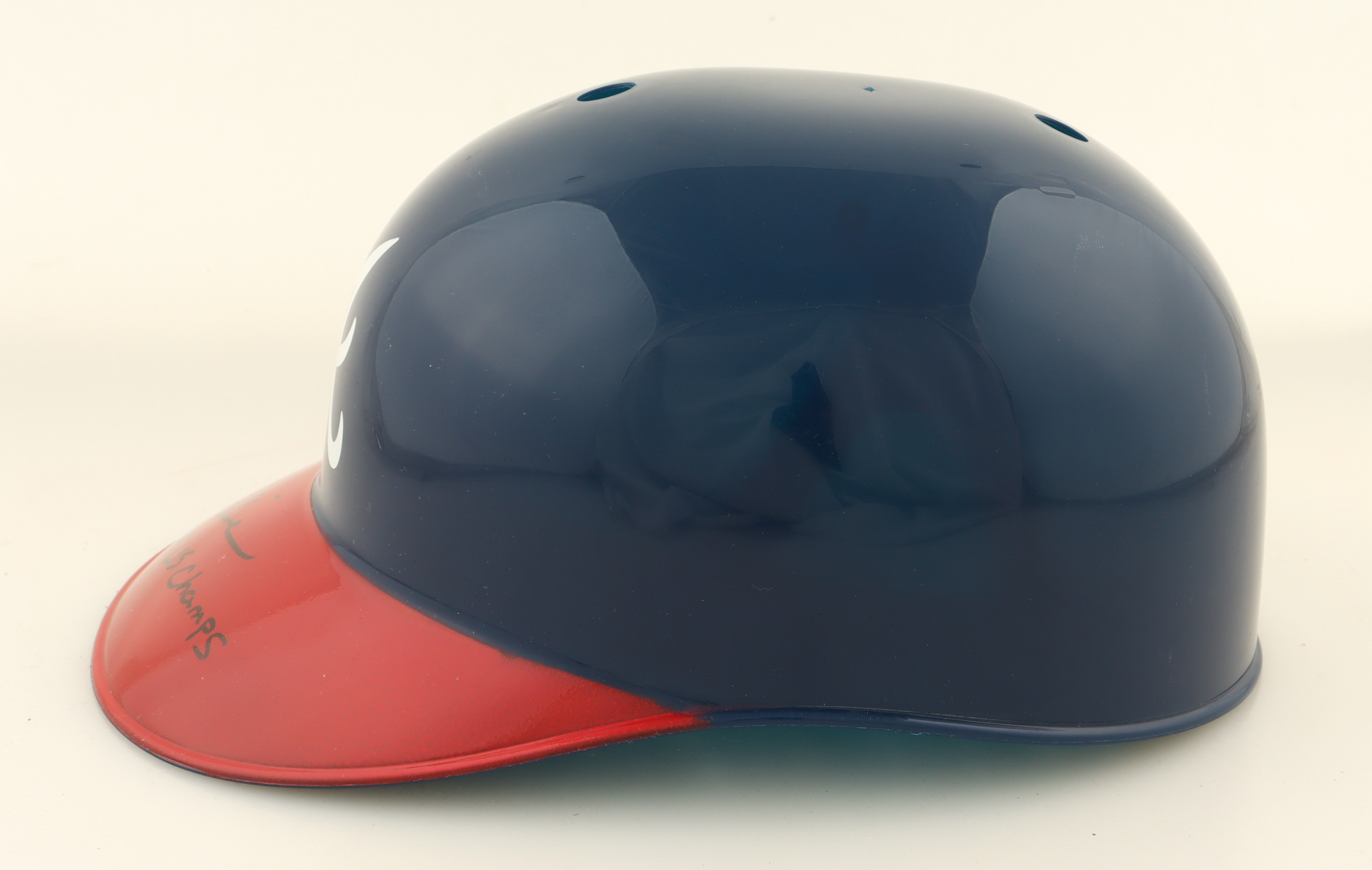 Tom Glavine Signed Braves Full-Size Batting Helmet Inscribed "95 WS Champs" (JSA) at PristineAuction.com Tom Glavine Signed Braves Full-Size Batting Helmet Inscribed "95 WS Champs" (JSA) at PristineAuction.com