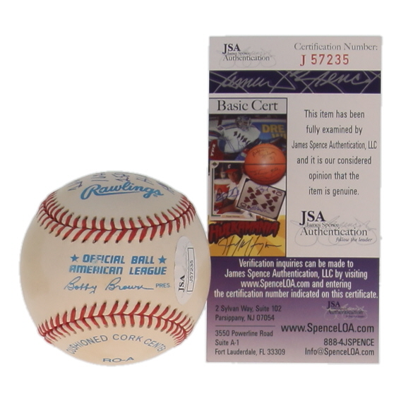 Bob Feller Signed OAL Baseball with Extensive Career Stat Inscription (JSA) at PristineAuction.com Bob Feller Signed OAL Baseball with Extensive Career Stat Inscription (JSA) at PristineAuction.com