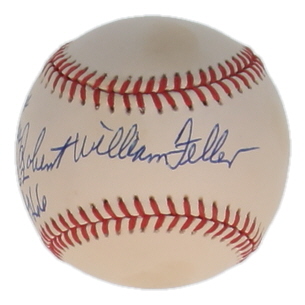 Bob Feller Signed OAL Baseball with Extensive Career Stat Inscription (JSA) at PristineAuction.com Bob Feller Signed OAL Baseball with Extensive Career Stat Inscription (JSA) at PristineAuction.com