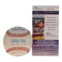 Bob Feller Signed OAL Baseball with Extensive Career Stat Inscription (JSA) at PristineAuction.com