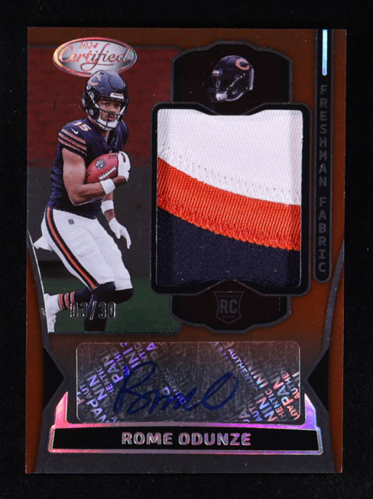 Rome Odunze 2024 Certified Freshman Fabric Mirror Signatures Orange Etch #4 #03/30 RC