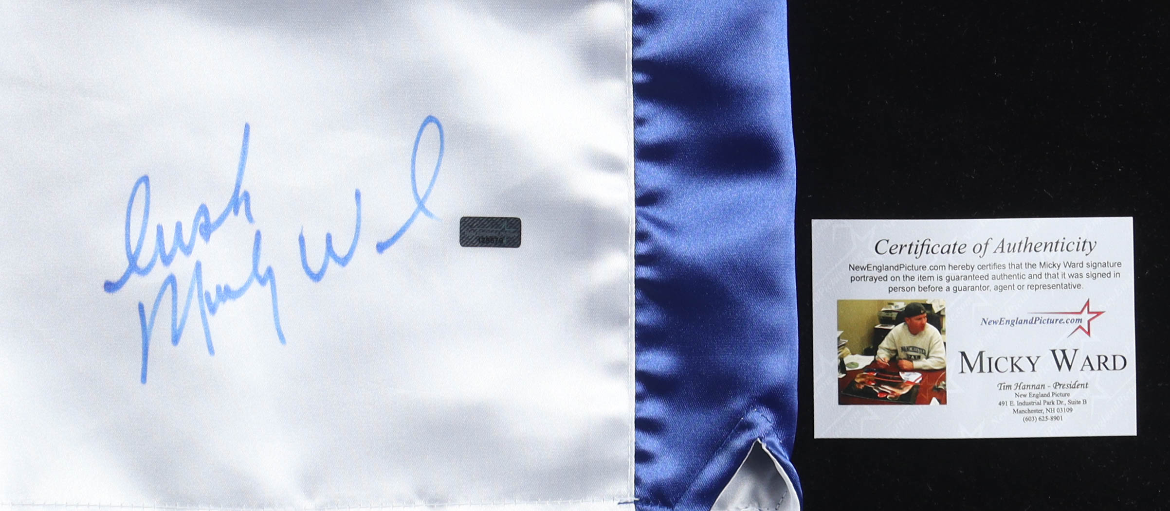 "Irish" Micky Ward Signed Boxing Trunks (New England Picture) at PristineAuction.com "Irish" Micky Ward Signed Boxing Trunks (New England Picture) at PristineAuction.com