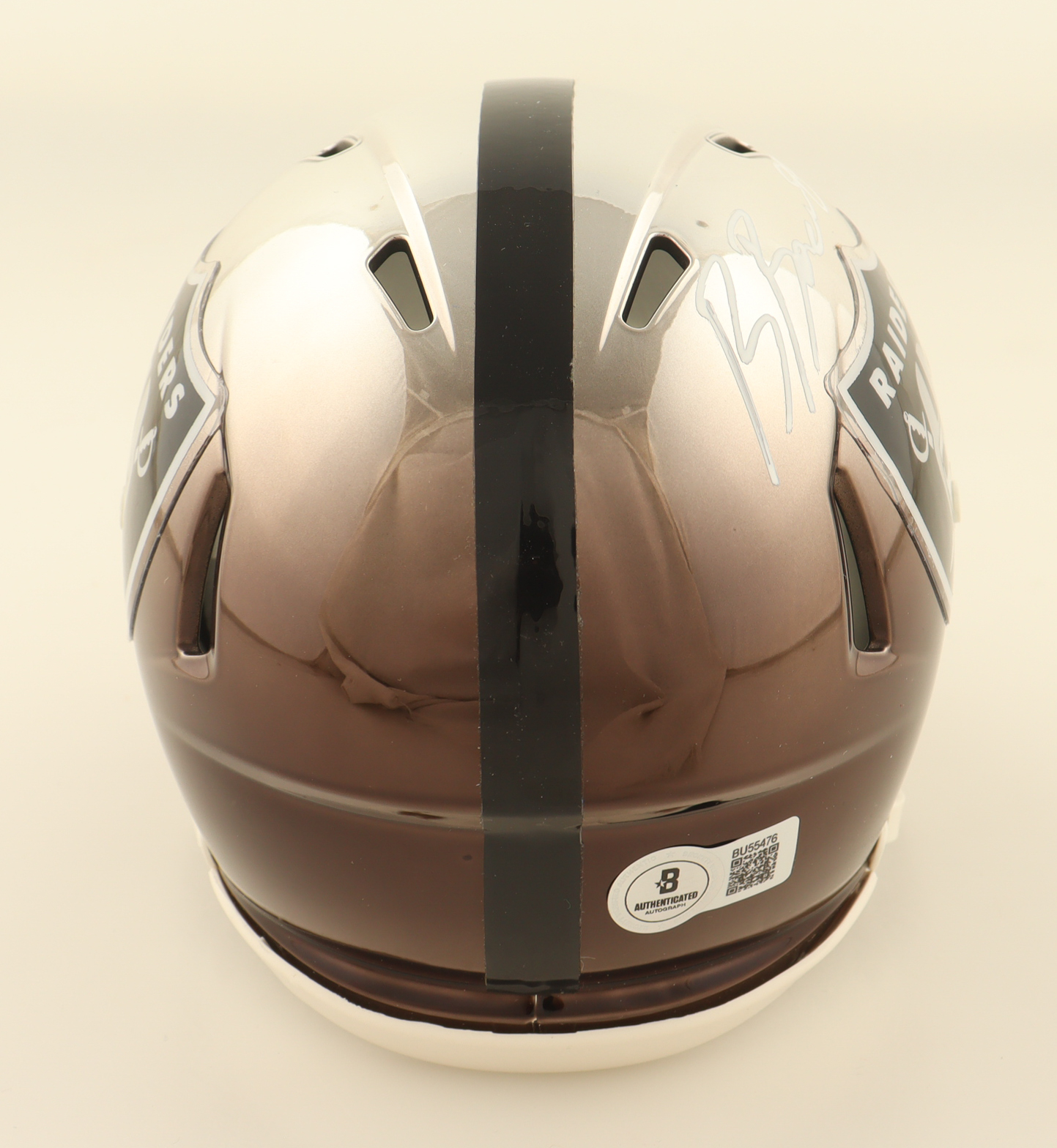 Brock Bowers Signed Raiders Chrome Alternate Speed Mini Helmet (Beckett) at PristineAuction.com Brock Bowers Signed Raiders Chrome Alternate Speed Mini Helmet (Beckett) at PristineAuction.com