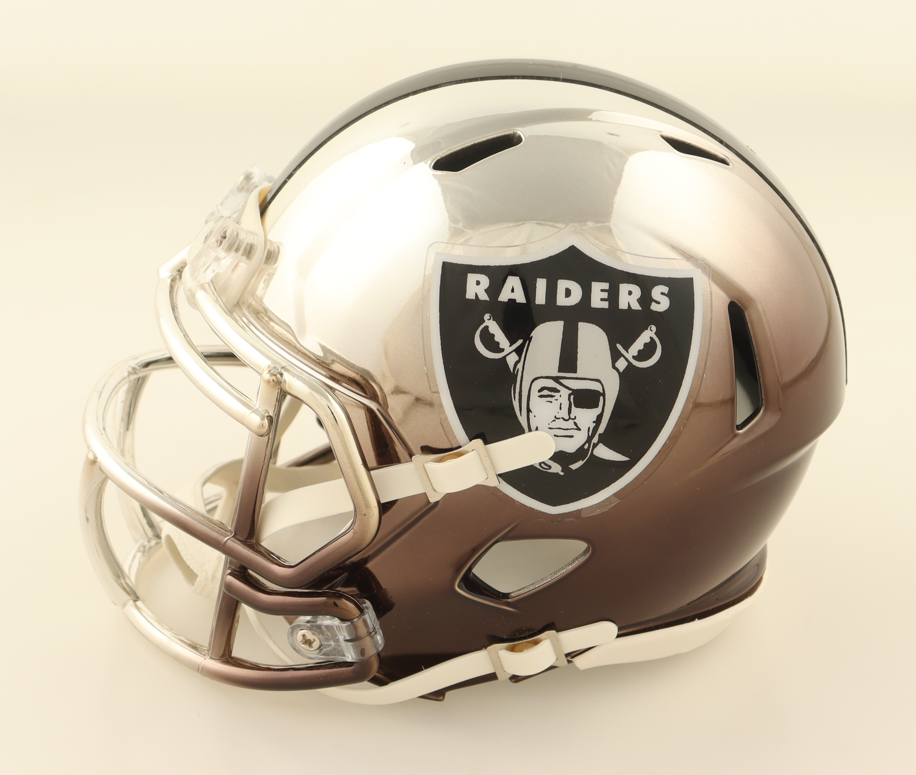 Brock Bowers Signed Raiders Chrome Alternate Speed Mini Helmet (Beckett) at PristineAuction.com Brock Bowers Signed Raiders Chrome Alternate Speed Mini Helmet (Beckett) at PristineAuction.com