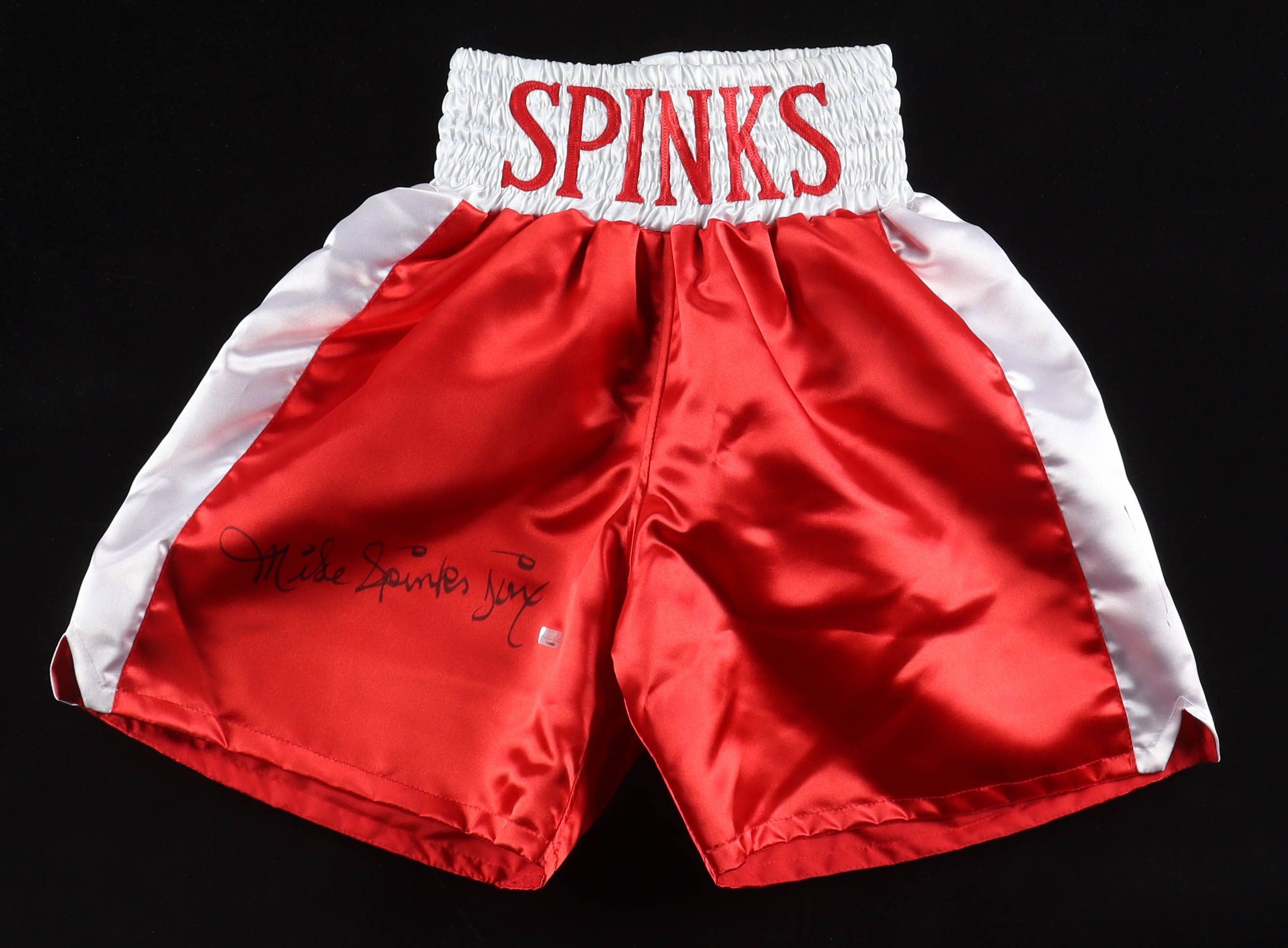 Michael Spinks "Jinx" Signed Boxing Shorts (New England Picture) at PristineAuction.com Michael Spinks "Jinx" Signed Boxing Shorts (New England Picture) at PristineAuction.com