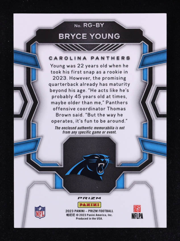 Bryce Young 2023 Panini Prizm Rookie Gear #1 RC at PristineAuction.com Bryce Young 2023 Panini Prizm Rookie Gear #1 RC at PristineAuction.com