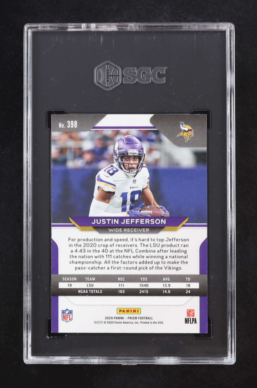Justin Jefferson 2020 Panini Prizm #398 RC (SGC 10) at PristineAuction.com Justin Jefferson 2020 Panini Prizm #398 RC (SGC 10) at PristineAuction.com