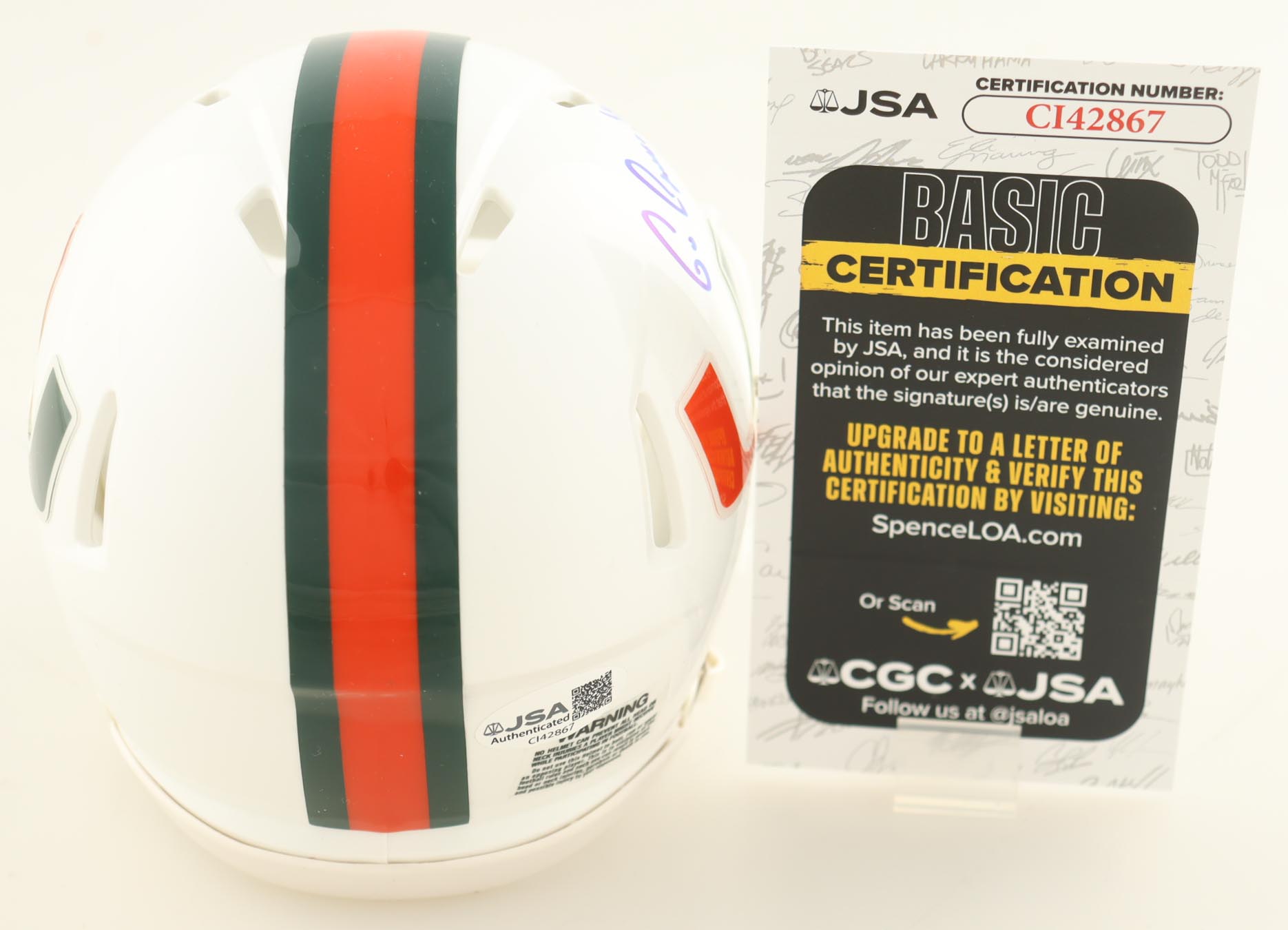 Mario Cristobal Signed Miami Hurricanes Speed Mini Helmet Inscribed "Go Canes!" (JSA) at PristineAuction.com Mario Cristobal Signed Miami Hurricanes Speed Mini Helmet Inscribed "Go Canes!" (JSA) at PristineAuction.com