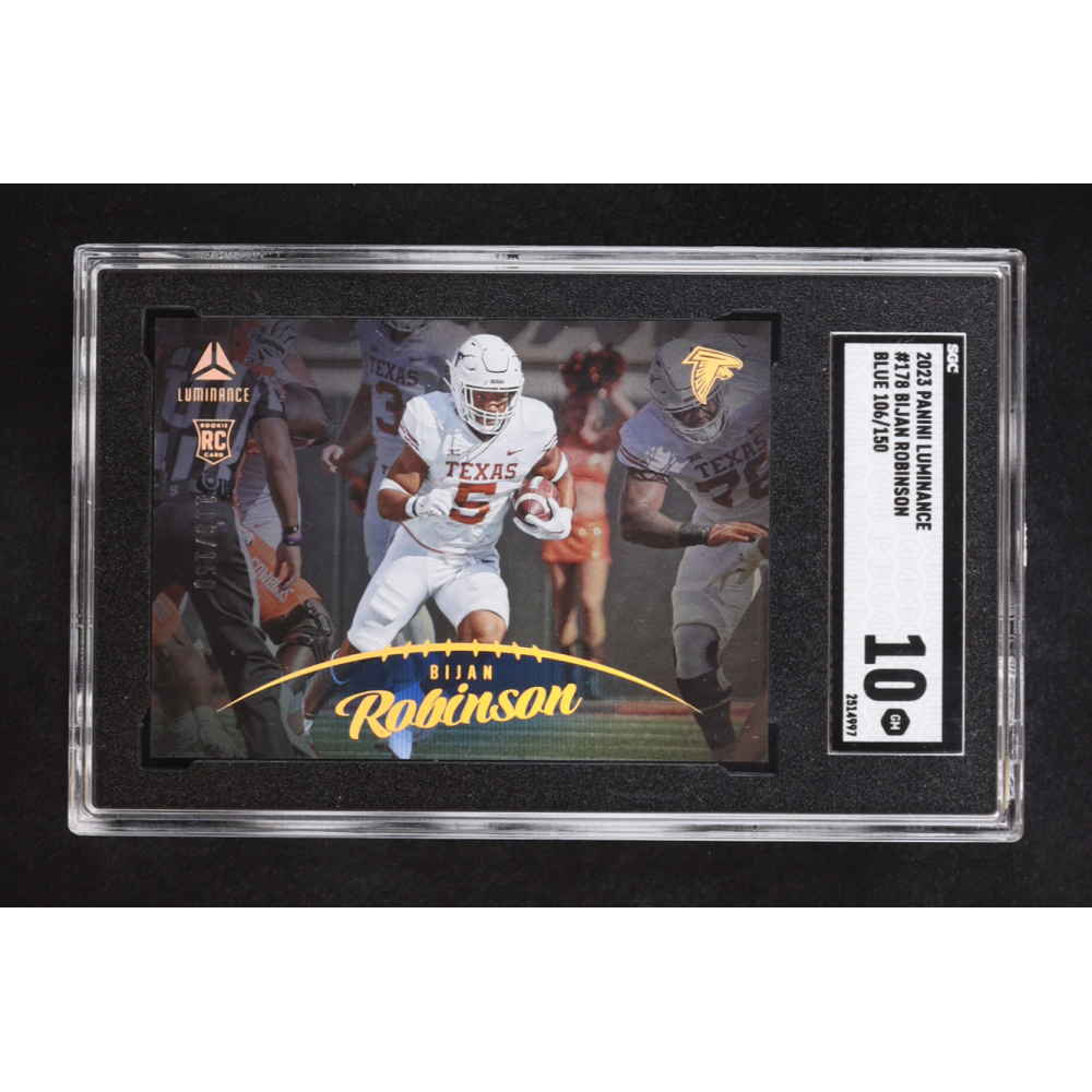 Bijan Robinson 2023 Panini Luminance Blue #178 RC #106/150 (SGC 10) at PristineAuction.com