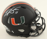 Carson Beck Signed Miami Hurricanes Matte Black Speed Mini Helmet (JSA) at PristineAuction.com