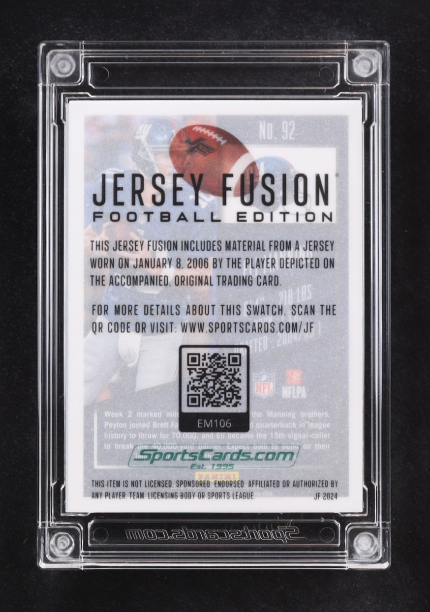 Eli Manning 2024 Jersey Fusion Game Used Swatch #EM106 at PristineAuction.com Eli Manning 2024 Jersey Fusion Game Used Swatch #EM106 at PristineAuction.com