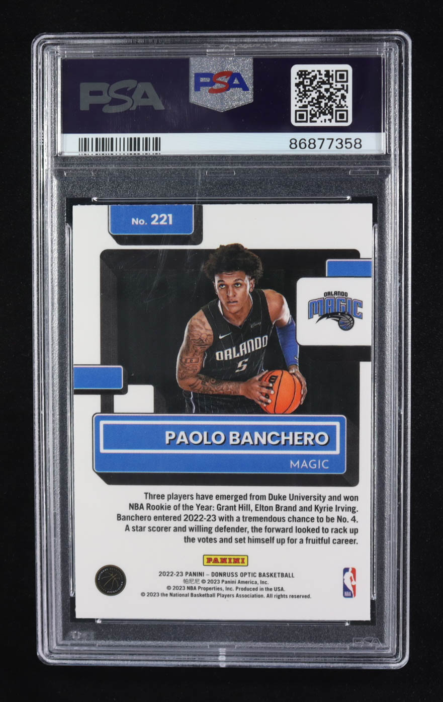 Paolo Banchero 2022-23 Donruss Optic #221 RR RC (PSA 10) at PristineAuction.com Paolo Banchero 2022-23 Donruss Optic #221 RR RC (PSA 10) at PristineAuction.com