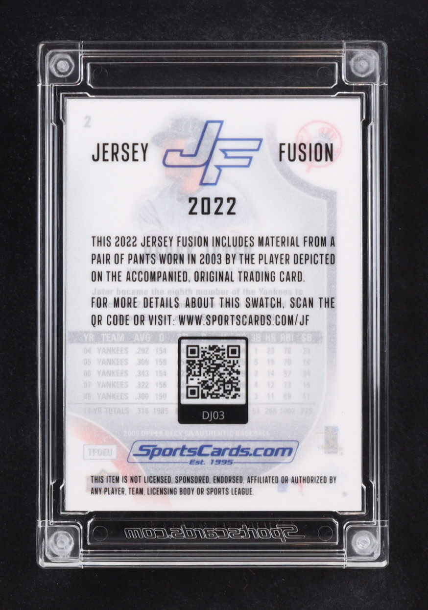 Derek Jeter 2022 Jersey Fusion Game Used Swatch #DJ03 at PristineAuction.com Derek Jeter 2022 Jersey Fusion Game Used Swatch #DJ03 at PristineAuction.com
