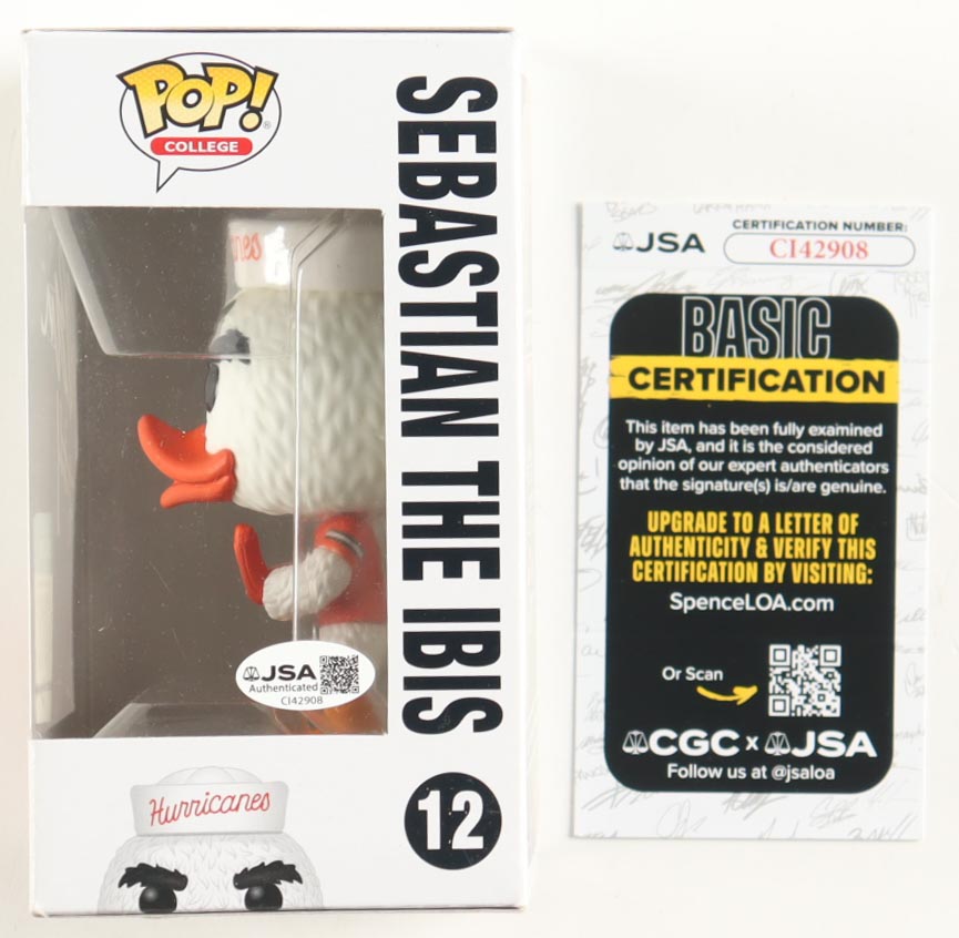 Rueben Bain Jr. Signed "Miami Hurricanes" #12 Sebastian The Ibis Funko Pop! Vinyl Figure (JSA) at PristineAuction.com Rueben Bain Jr. Signed "Miami Hurricanes" #12 Sebastian The Ibis Funko Pop! Vinyl Figure (JSA) at PristineAuction.com