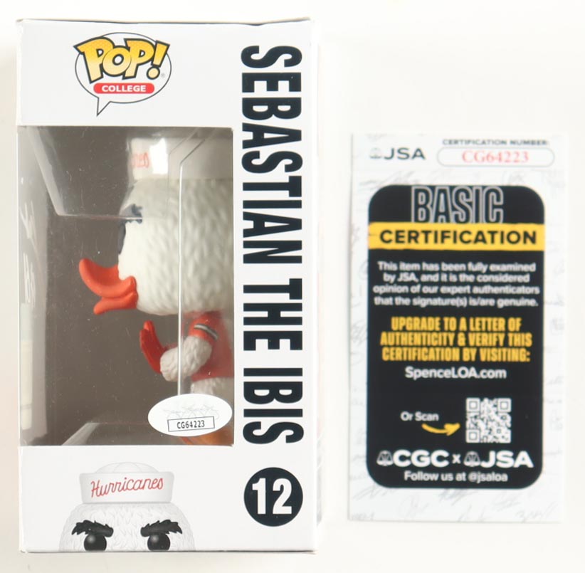 Francis Mauigoa Signed "Miami Hurricanes" #12 Sebastian The Ibis Funko Pop! Vinyl Figure (JSA) at PristineAuction.com Francis Mauigoa Signed "Miami Hurricanes" #12 Sebastian The Ibis Funko Pop! Vinyl Figure (JSA) at PristineAuction.com