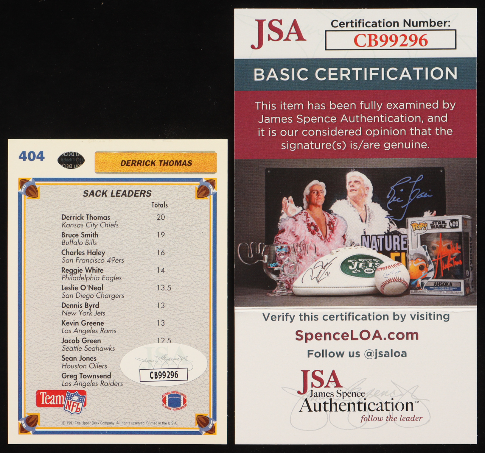 Derrick Thomas Signed 1991 Upper Deck Football #404 (JSA) at PristineAuction.com Derrick Thomas Signed 1991 Upper Deck Football #404 (JSA) at PristineAuction.com