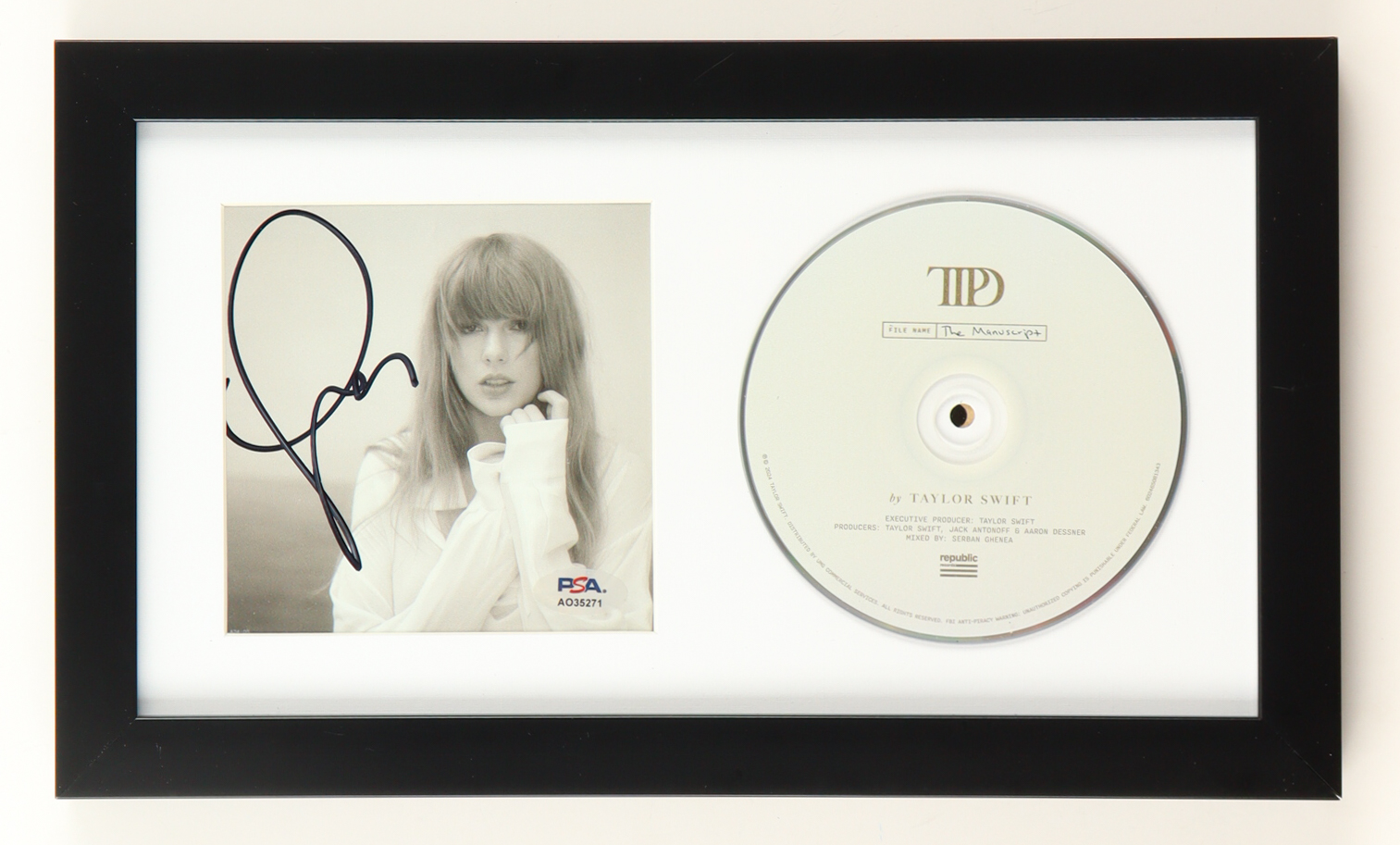 Taylor Swift Signed Custom Framed "The Tortured Poets Department" CD Album Insert Display with Disc (PSA) at PristineAuction.com Taylor Swift Signed Custom Framed "The Tortured Poets Department" CD Album Insert Display with Disc (PSA) at PristineAuction.com